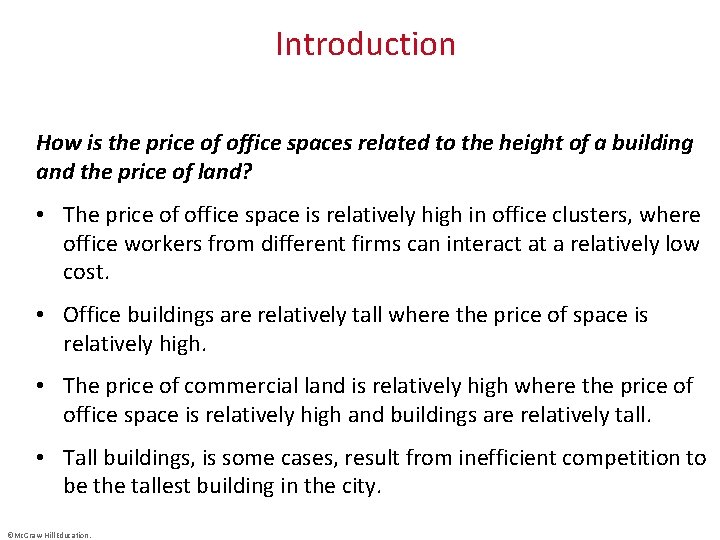 Introduction How is the price of office spaces related to the height of a