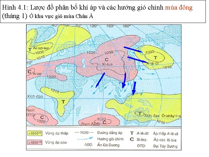 Hình 4. 1: Lược đồ phân bố khí áp và các hướng gió chính