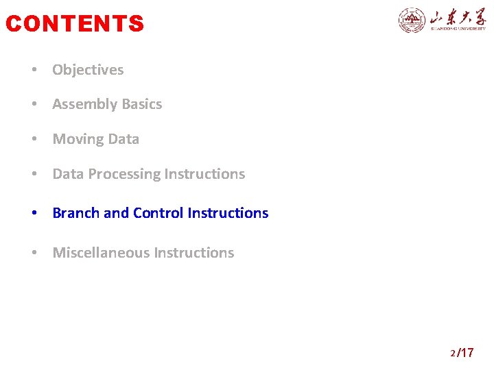CONTENTS • Objectives • Assembly Basics • Moving Data • Data Processing Instructions •