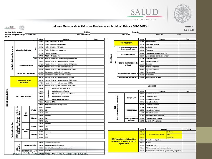 DIRECCIÓN GENERAL DE INFORMACIÓN EN SALUD 