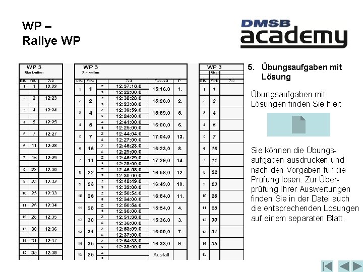 WP – Rallye WP 5. Übungsaufgaben mit Lösungen finden Sie hier: Sie können die