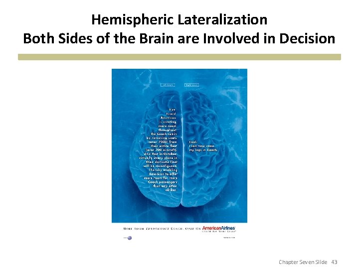 Hemispheric Lateralization Both Sides of the Brain are Involved in Decision Chapter Seven Slide