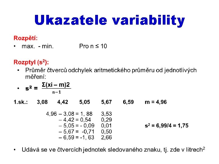 Ukazatele variability • 