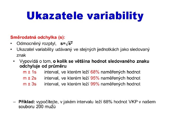 Ukazatele variability • 