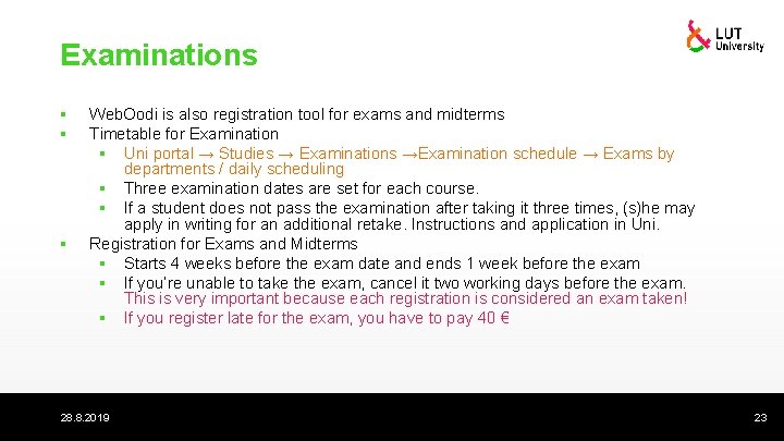 Examinations § § § Web. Oodi is also registration tool for exams and midterms