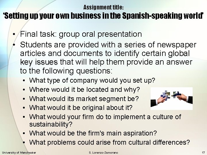 Assignment title: ‘Setting up your own business in the Spanish-speaking world’ • Final task: