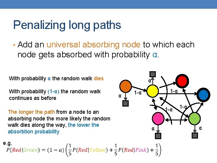 Penalizing long paths • Add an universal absorbing node to which each node gets