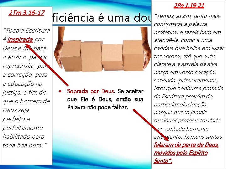 2 Pe 1. 19 -21 “Temos, assim, tanto mais 1 - A suficiência é