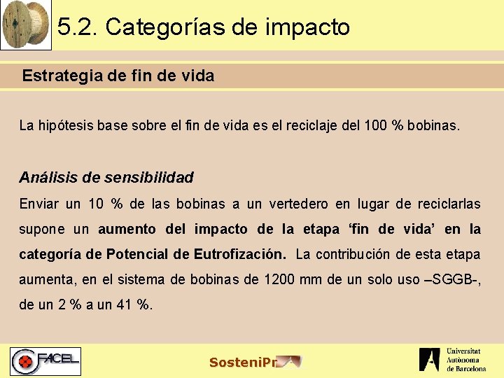 5. 2. Categorías de impacto Estrategia de fin de vida La hipótesis base sobre