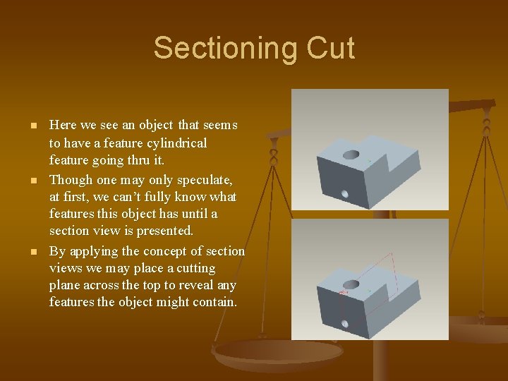 Sectioning Cut n n n Here we see an object that seems to have