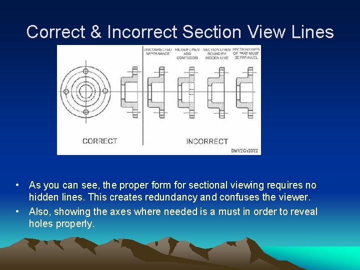Correct & Incorrect Section View Lines • As you can see, the proper form