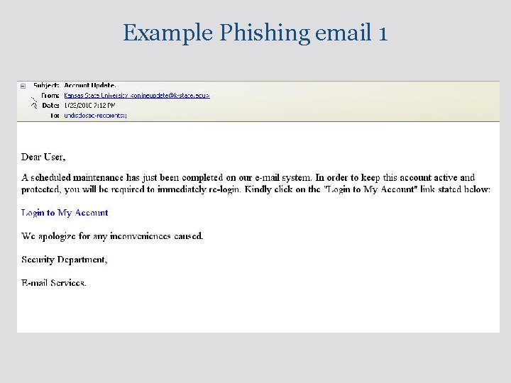 Example Phishing email 1 16 