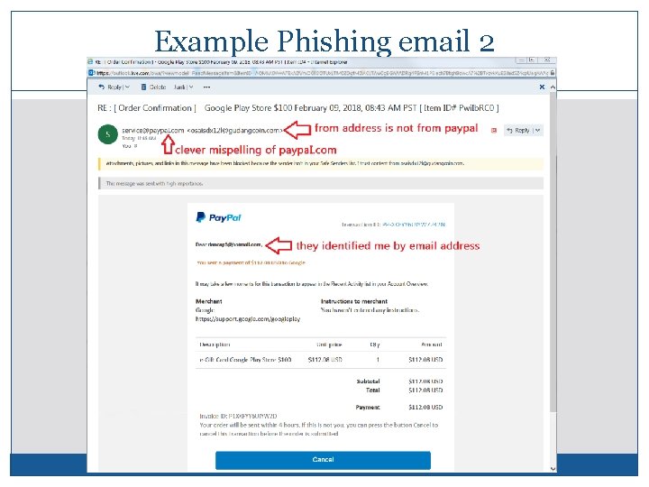 Example Phishing email 2 17 