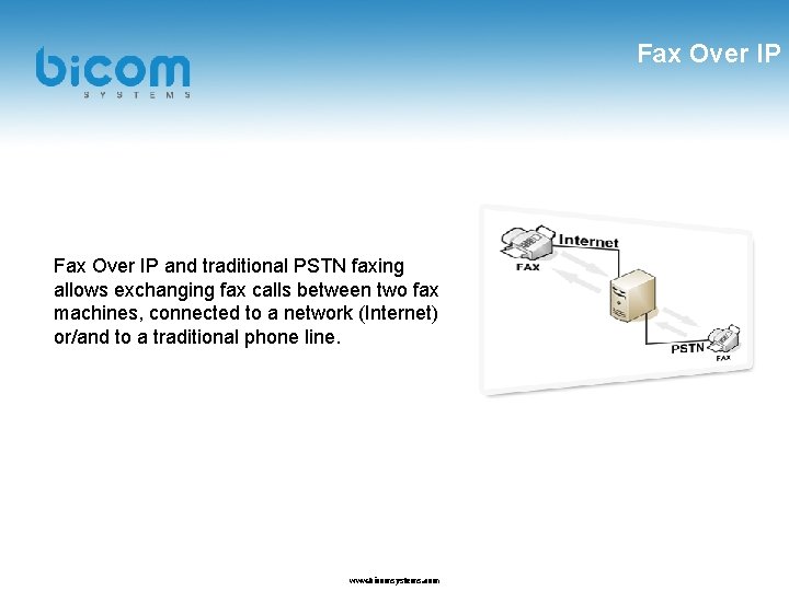 Fax Over IP and traditional PSTN faxing allows exchanging fax calls between two fax