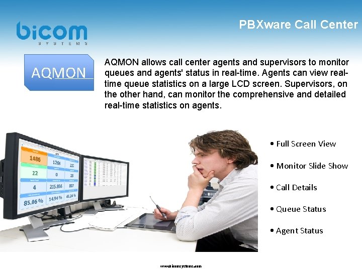 PBXware Call Center AQMON allows call center agents and supervisors to monitor queues and