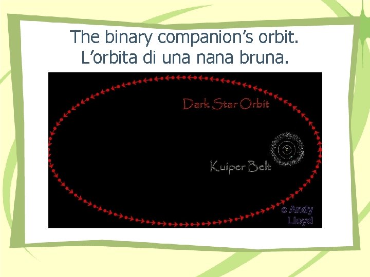 The binary companion’s orbit. L’orbita di una nana bruna. 