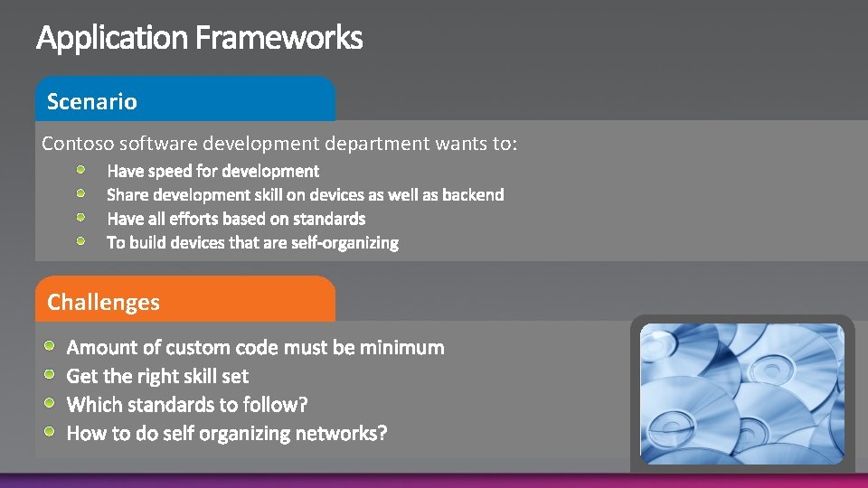 Scenario Contoso software development department wants to: Challenges 