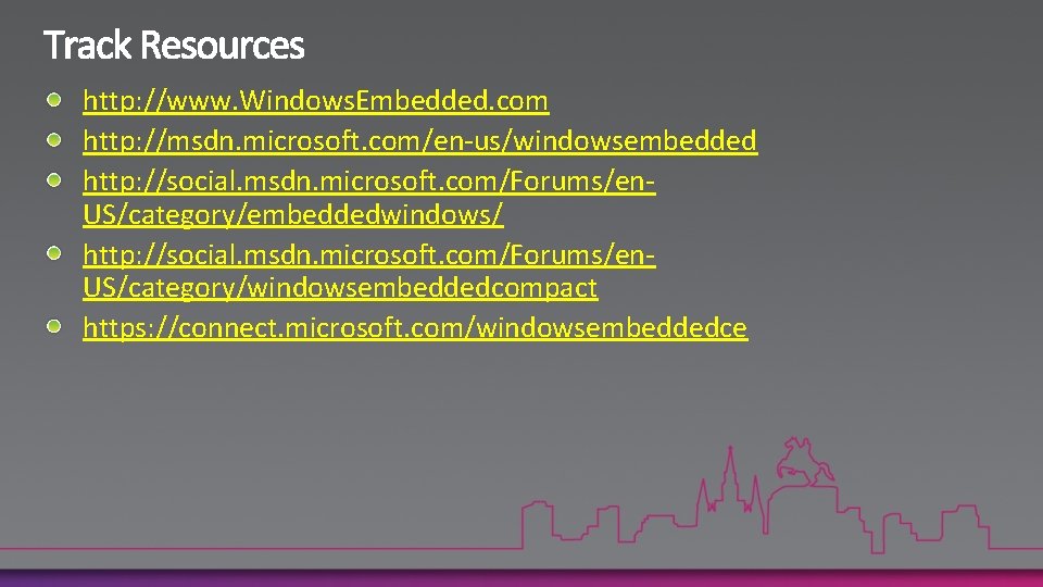 http: //www. Windows. Embedded. com http: //msdn. microsoft. com/en-us/windowsembedded http: //social. msdn. microsoft. com/Forums/en.