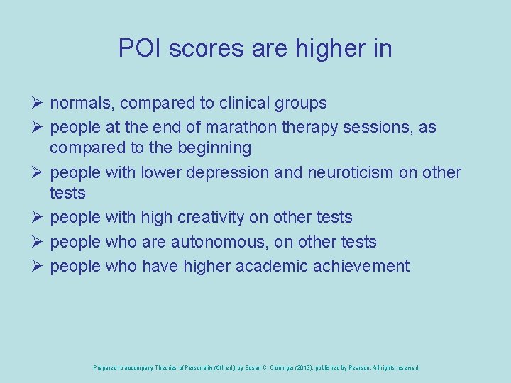 POI scores are higher in Ø normals, compared to clinical groups Ø people at