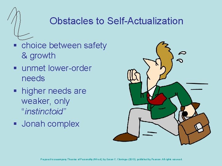 Obstacles to Self-Actualization § choice between safety & growth § unmet lower-order needs §