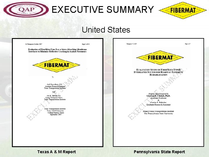 EXECUTIVE SUMMARY United States Texas A & M Report Pennsylvania State Report 