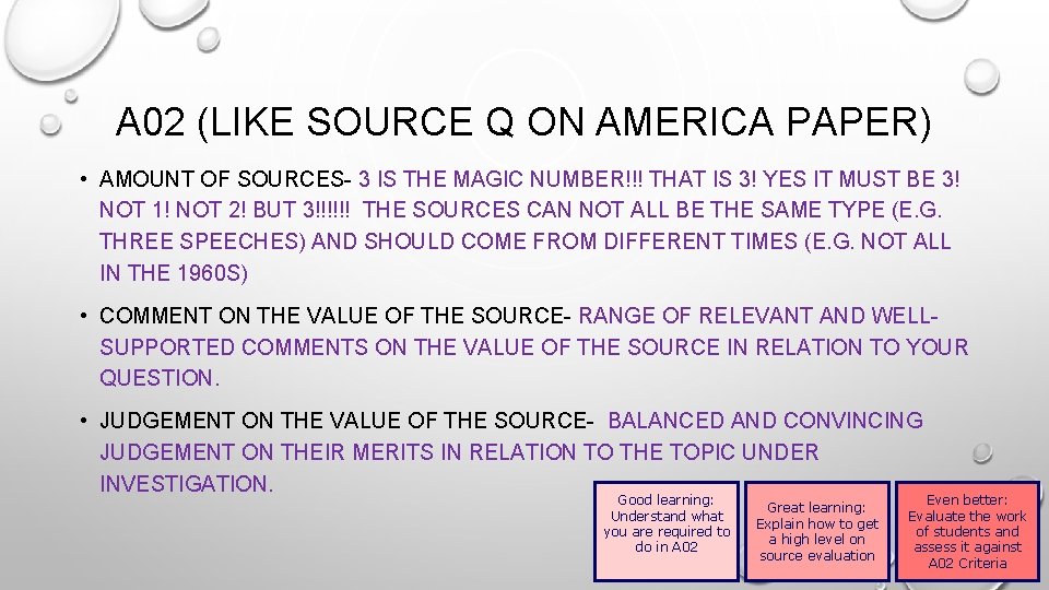A 02 (LIKE SOURCE Q ON AMERICA PAPER) • AMOUNT OF SOURCES- 3 IS