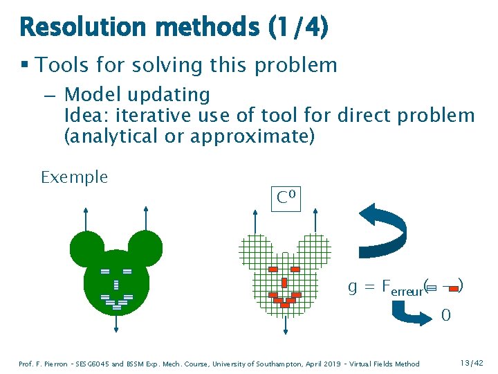 Resolution methods (1/4) § Tools for solving this problem – Model updating Idea: iterative