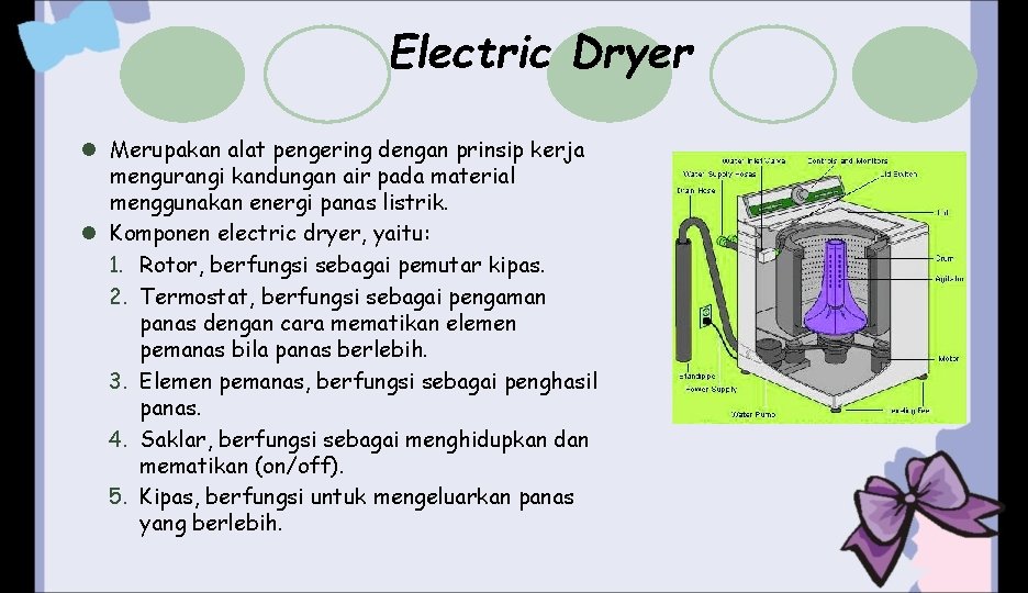 Electric Dryer l Merupakan alat pengering dengan prinsip kerja mengurangi kandungan air pada material