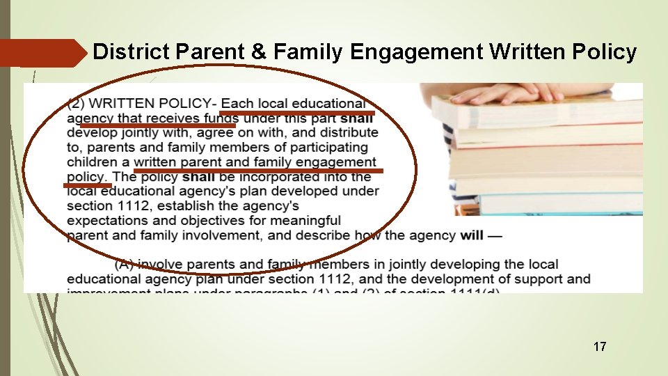 District Parent & Family Engagement Written Policy 17 