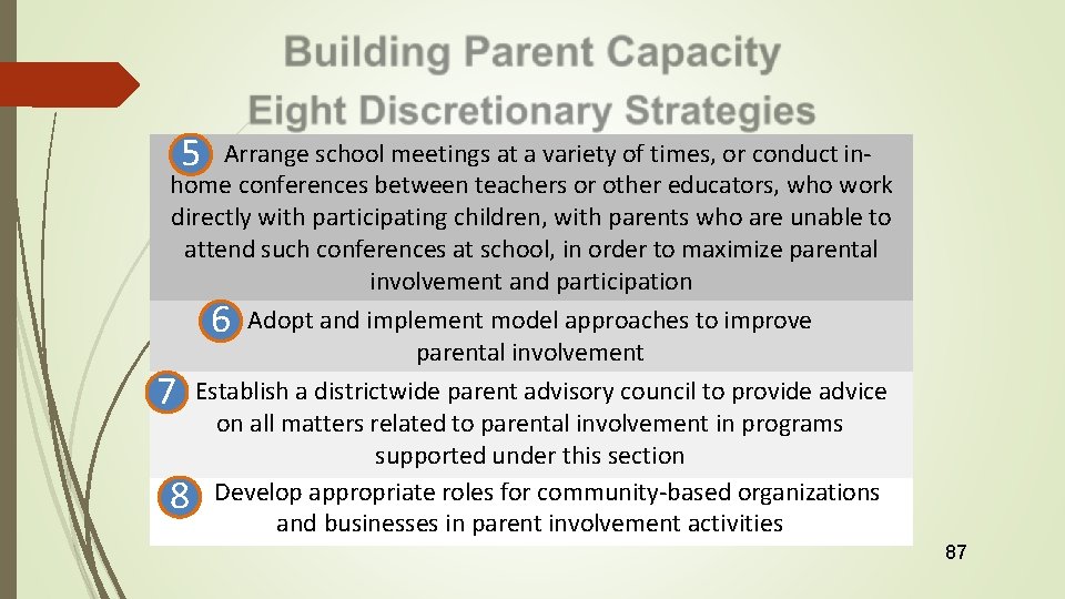 5 Arrange school meetings at a variety of times, or conduct inhome conferences between