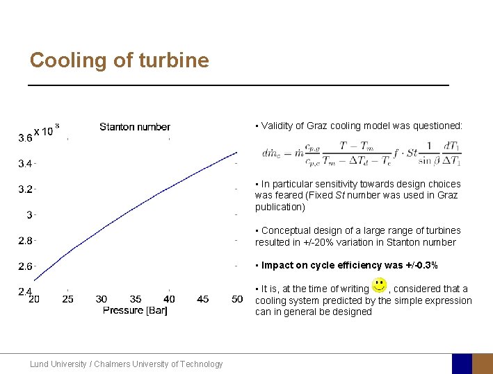 Cooling of turbine • Validity of Graz cooling model was questioned: • In particular