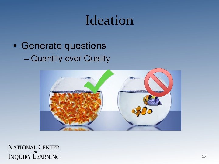 Ideation • Generate questions – Quantity over Quality 15 