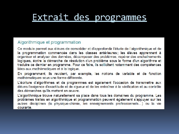 Extrait des programmes 