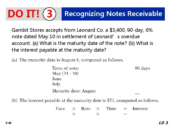 DO IT! 3 Recognizing Notes Receivable Gambit Stores accepts from Leonard Co. a $3,