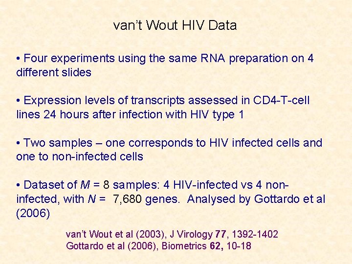 van’t Wout HIV Data • Four experiments using the same RNA preparation on 4