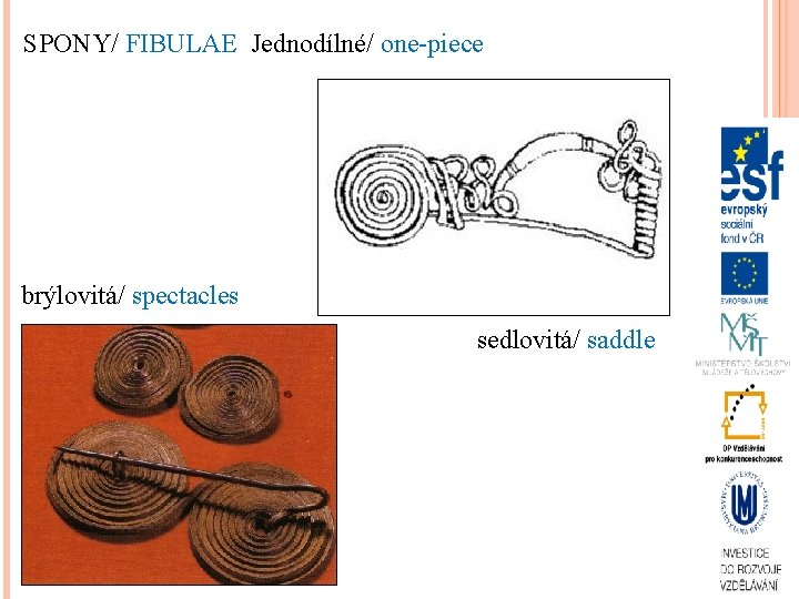 SPONY/ FIBULAE Jednodílné/ one-piece brýlovitá/ spectacles sedlovitá/ saddle 