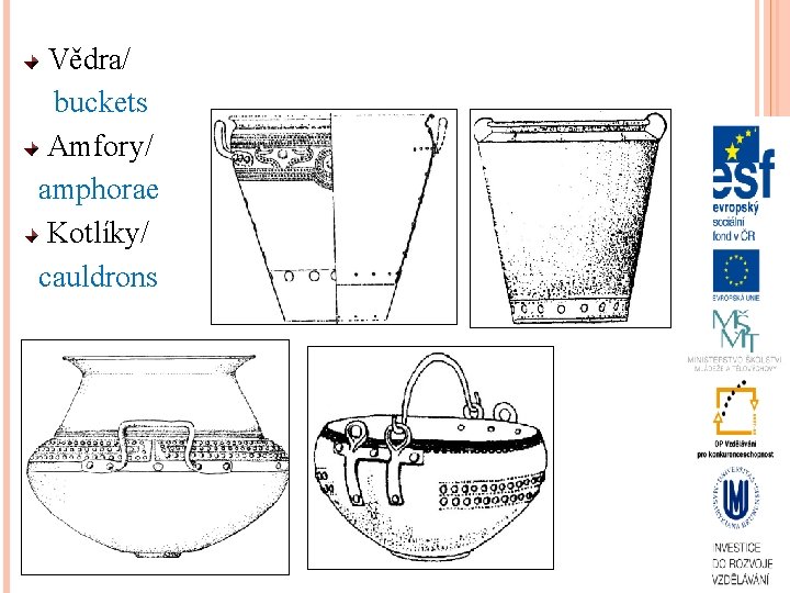 Vědra/ buckets Amfory/ amphorae Kotlíky/ cauldrons 