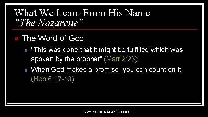 What We Learn From His Name “The Nazarene” n The Word of God n