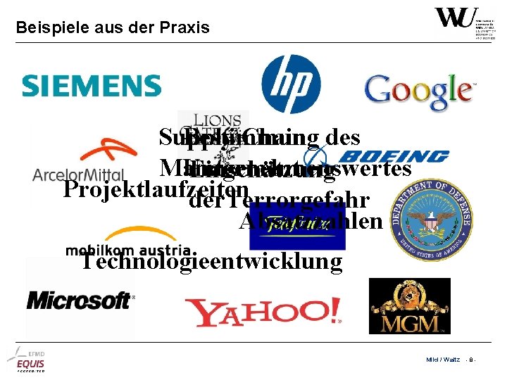 Beispiele aus der Praxis Supply Bestimmung Chain des Management Unternehmenswertes Einschätzung Projektlaufzeiten der. Terrorgefahr
