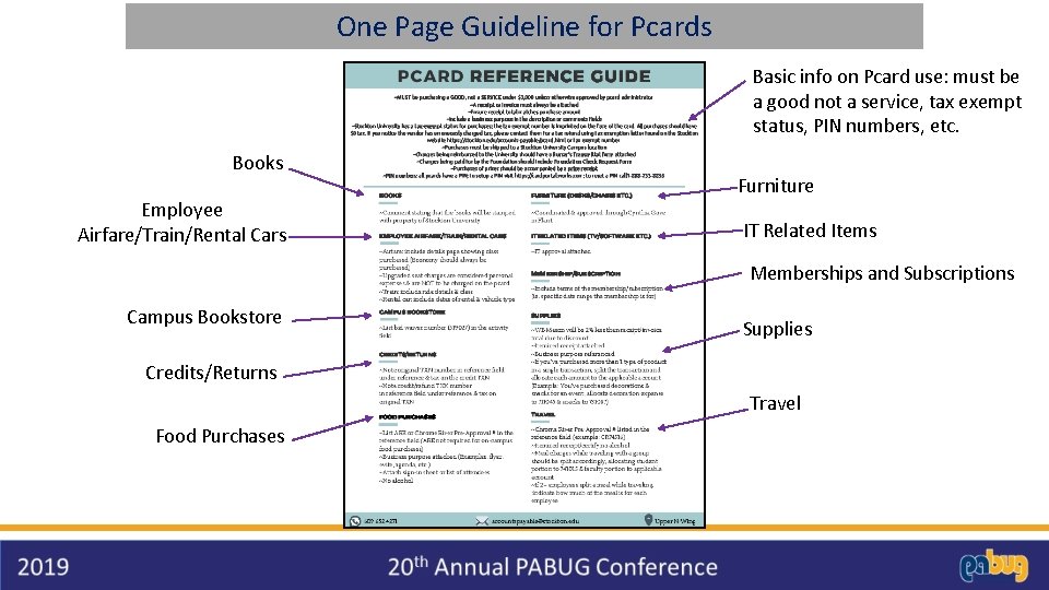 One Page Guideline for Pcards Basic info on Pcard use: must be a good