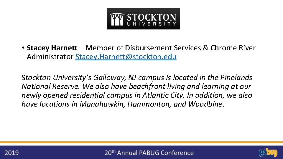 • Stacey Harnett – Member of Disbursement Services & Chrome River Administrator Stacey. • Stacey Harnett – Member of Disbursement Services & Chrome River Administrator Stacey.