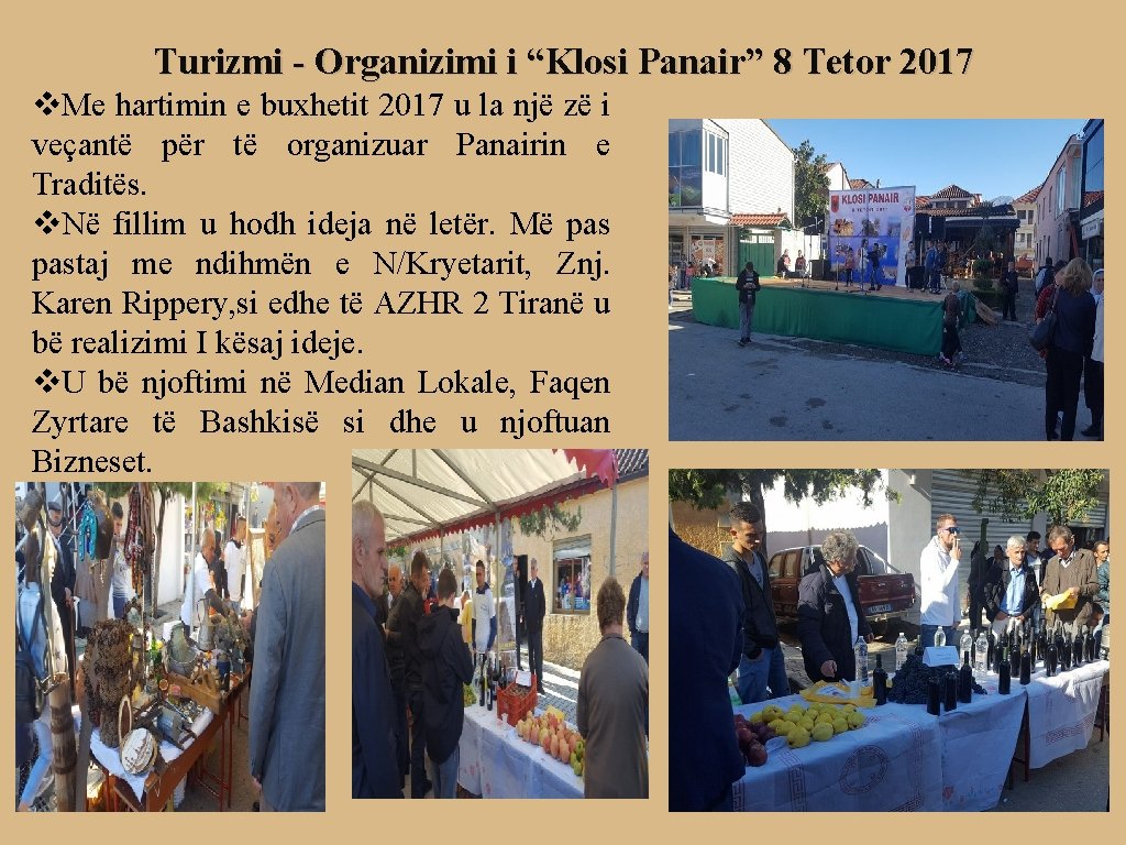 Turizmi - Organizimi i “Klosi Panair” 8 Tetor 2017 v. Me hartimin e buxhetit