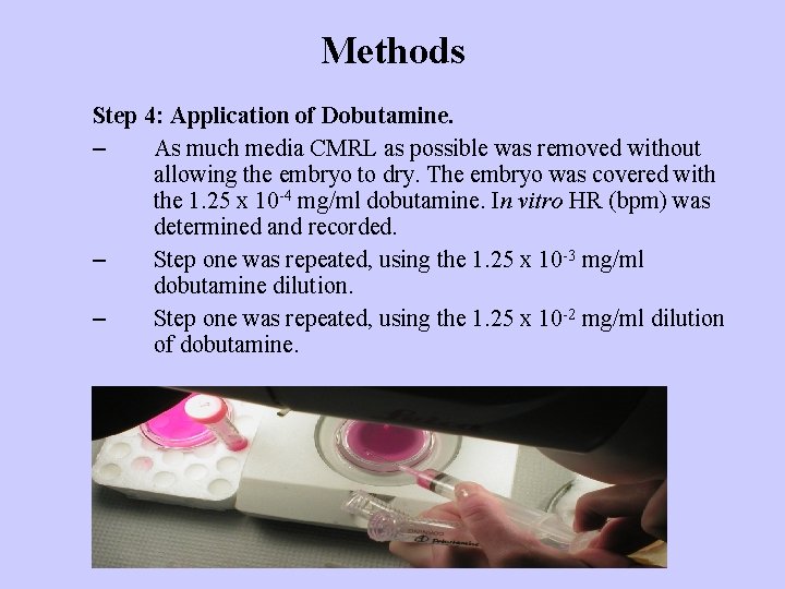 Methods Step 4: Application of Dobutamine. – As much media CMRL as possible was