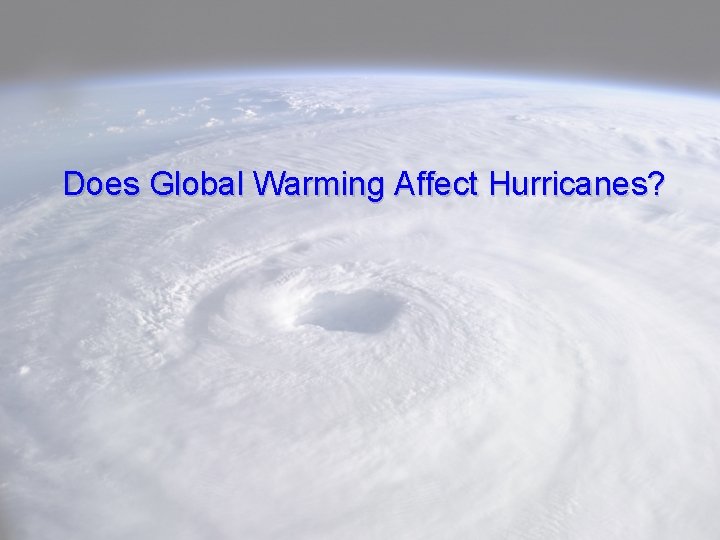 Does Global Warming Affect Hurricanes? 