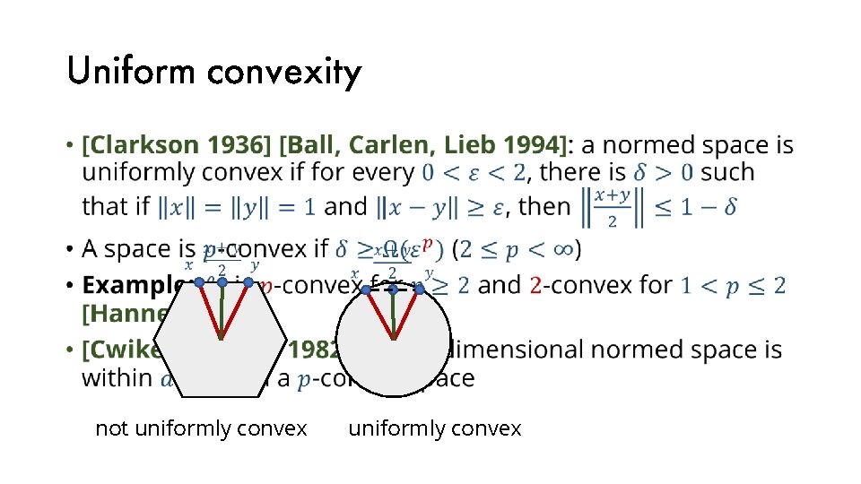 Uniform convexity • not uniformly convex 