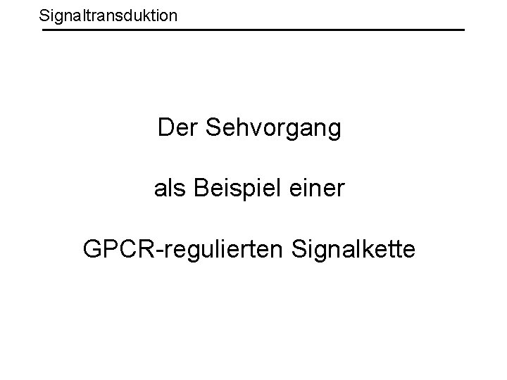 Signaltransduktion Der Sehvorgang als Beispiel einer GPCR-regulierten Signalkette 