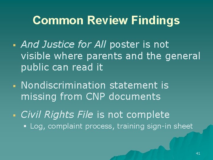 Common Review Findings § § § And Justice for All poster is not visible