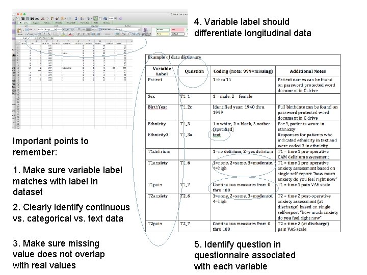 4. Variable label should differentiate longitudinal data Important points to remember: 1. Make sure