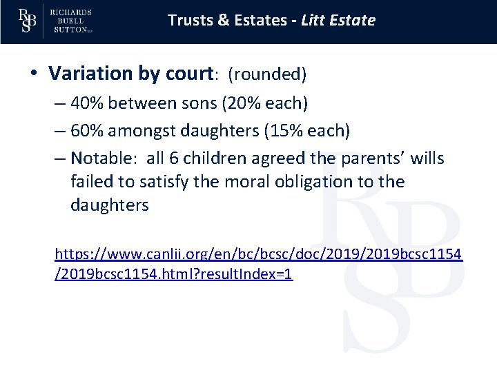 Trusts & Estates - Litt Estate • Variation by court: (rounded) – 40% between