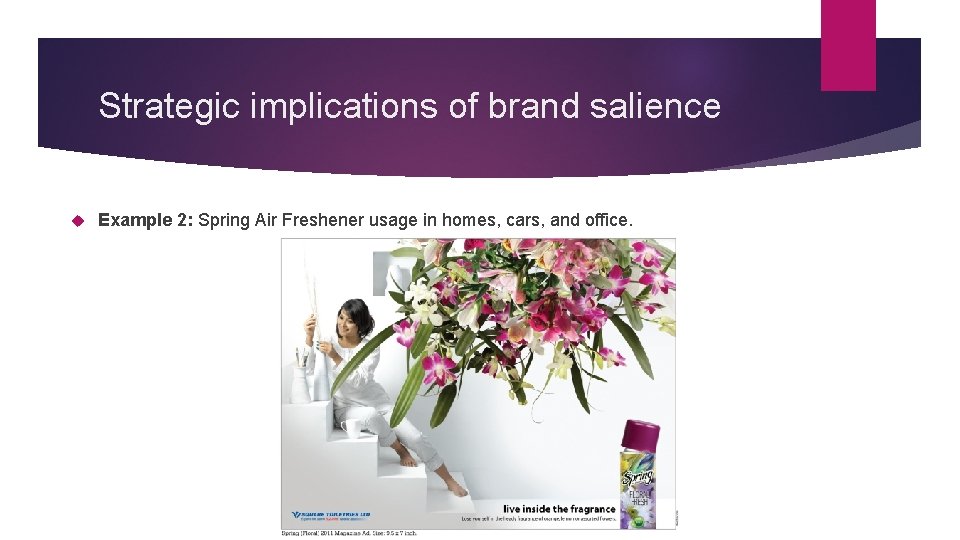 Strategic implications of brand salience Example 2: Spring Air Freshener usage in homes, cars,